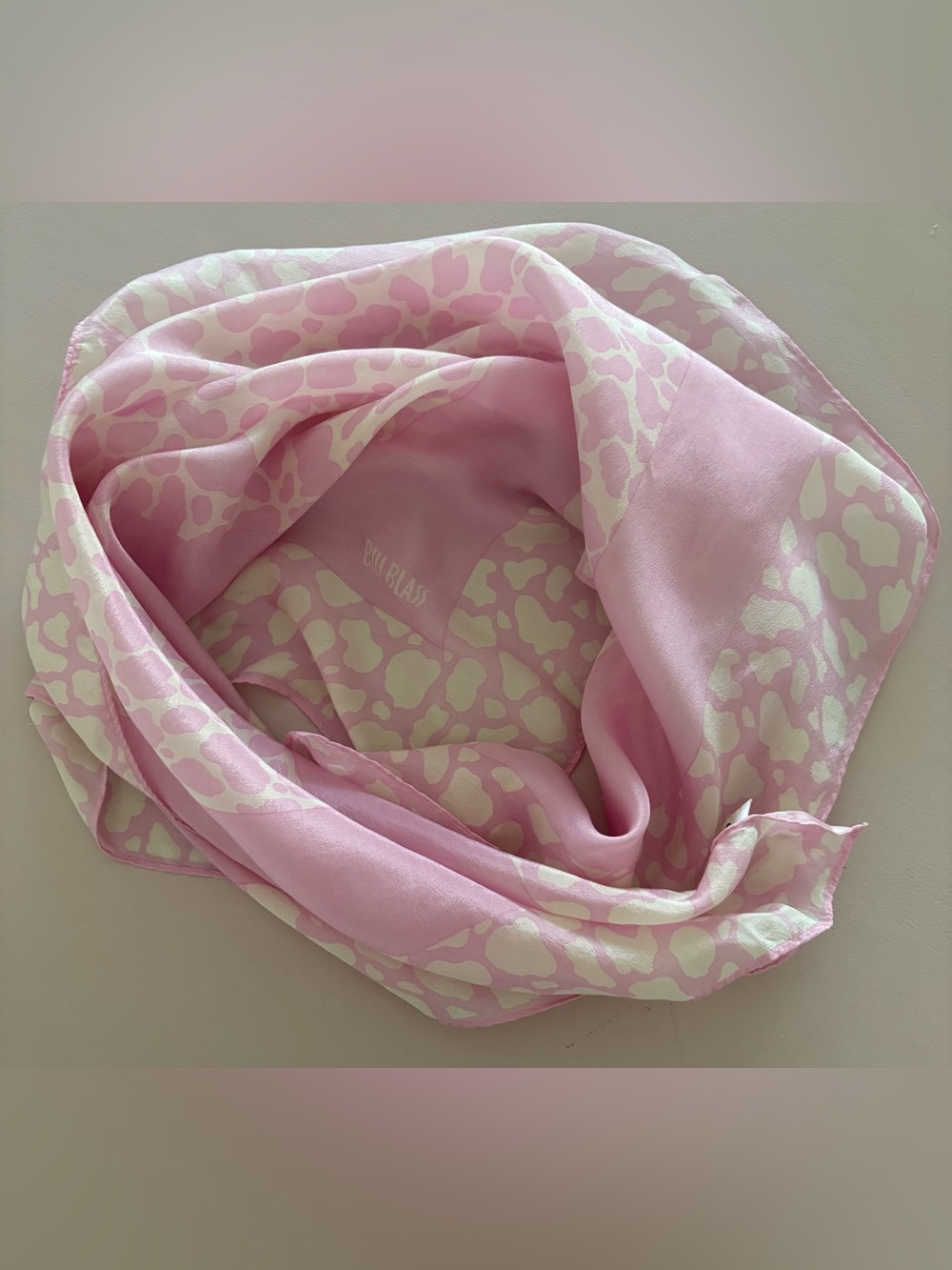 Bill Blass Pink Animal Print Silk Scarf